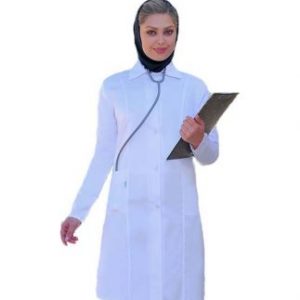 روپوش آزمایشگاهی زنانه سفید یقه شکاری رسمی