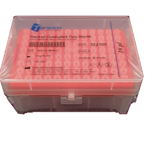 سرسمپلر کریستالی داخل رک بدون فیلتر پایه کوتاه ۱۰-۰٫۵ میکرولیتر DnaseRnaseFree بسته ۹۶ عددی